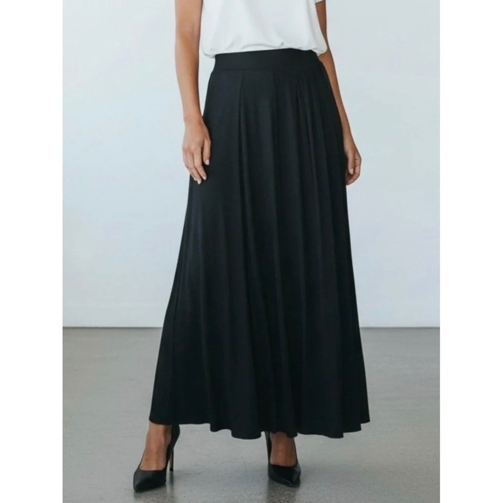 Elie Tahari Black Modal Rayon Maxi Skirt Side Slit Mens Size M